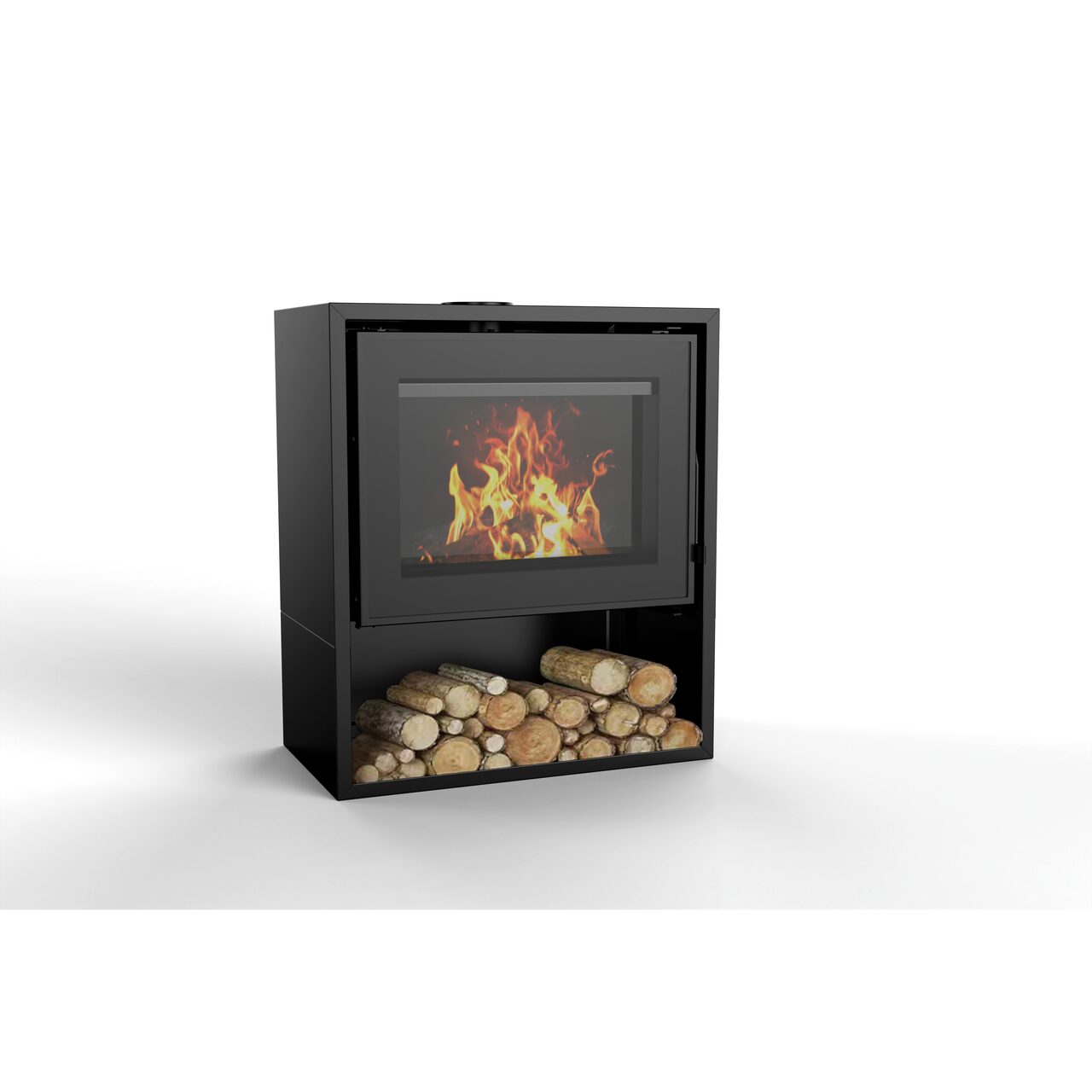 Soba pe lemne tip semineu, 12 kW, din otel carbon.