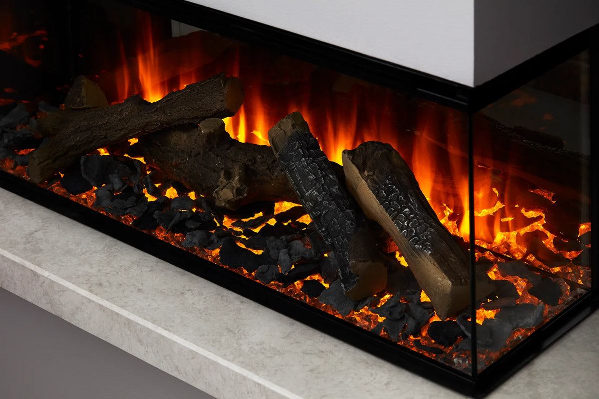 Focar electric British Fires New Forest 870 Signature decor Slate View, busteni pe ardezie