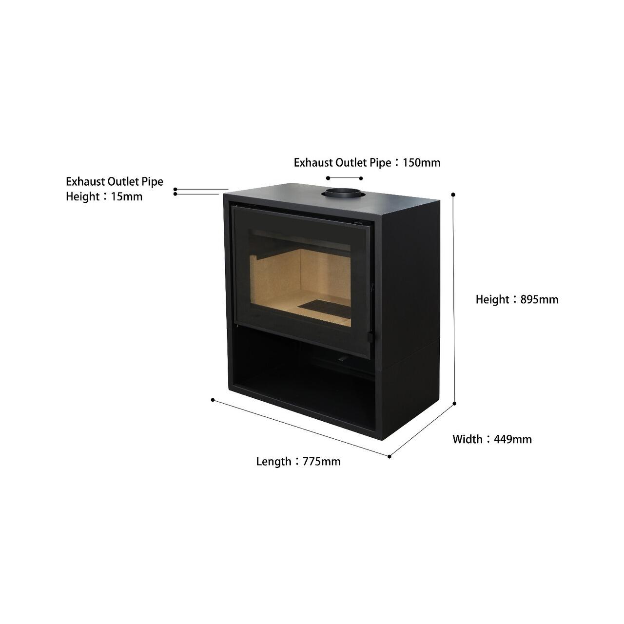 Soba pe lemne tip semineu, 12 kW, din otel carbon.