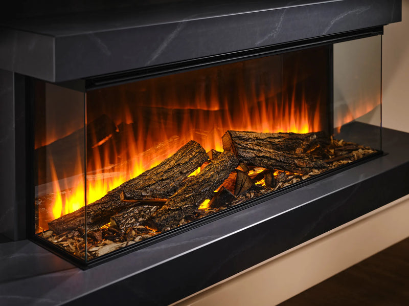 Focar electric British Fires New Forest 1200 Deluxe montaj pe 3 laturi sub blat de marmura, detaliu
