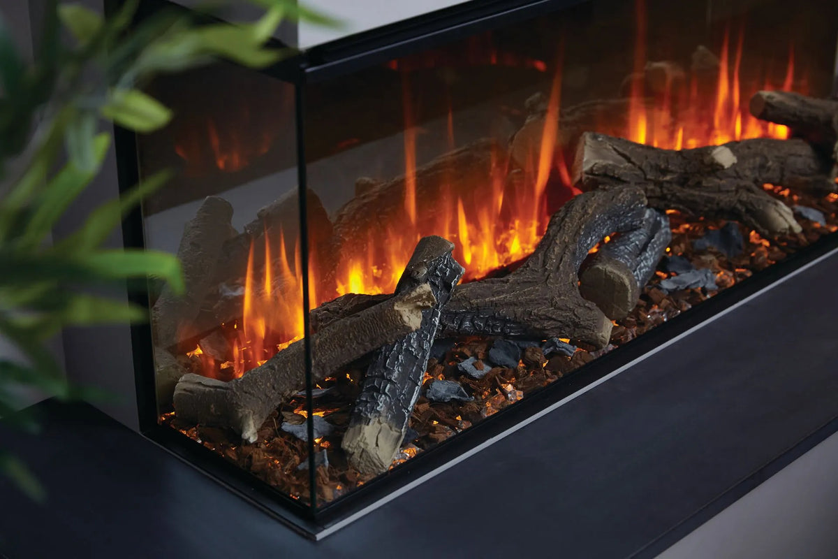 Focar electric British Fires New Forest 1200 Signature decor Slate View, busteni pe ardezie