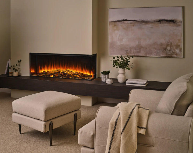Focar electric British Fires New Forest 1200 Signature montaj pe colt pe consola, living bej