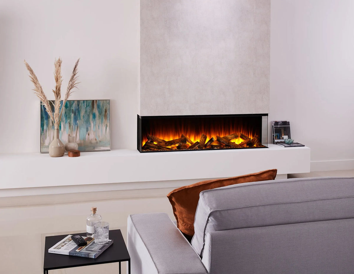 Focar electric British Fires New Forest 1600 Black Edition montaj pe 3 laturi, living luminos