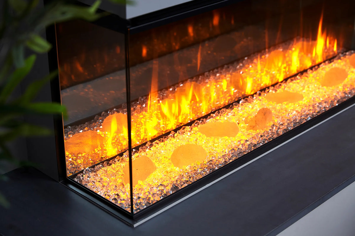 Focar electric British Fires New Forest 1900 Signature decor Diamond Light, cristale iluminate
