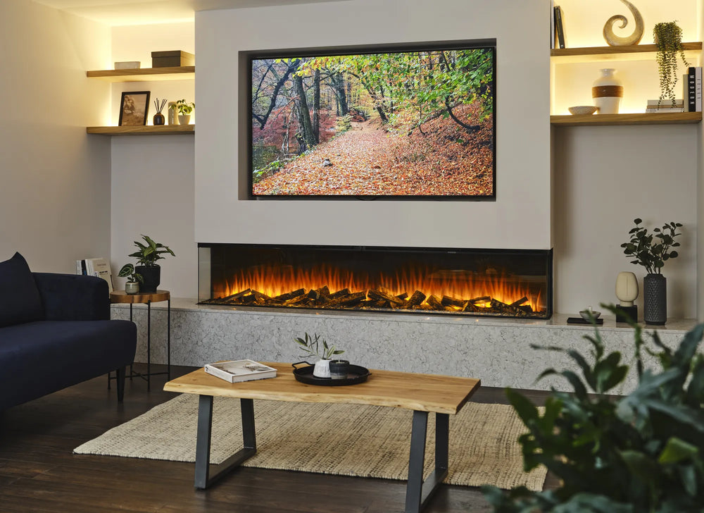 Focar electric British Fires New Forest 2400 Black Edition in perete media sub televizor
