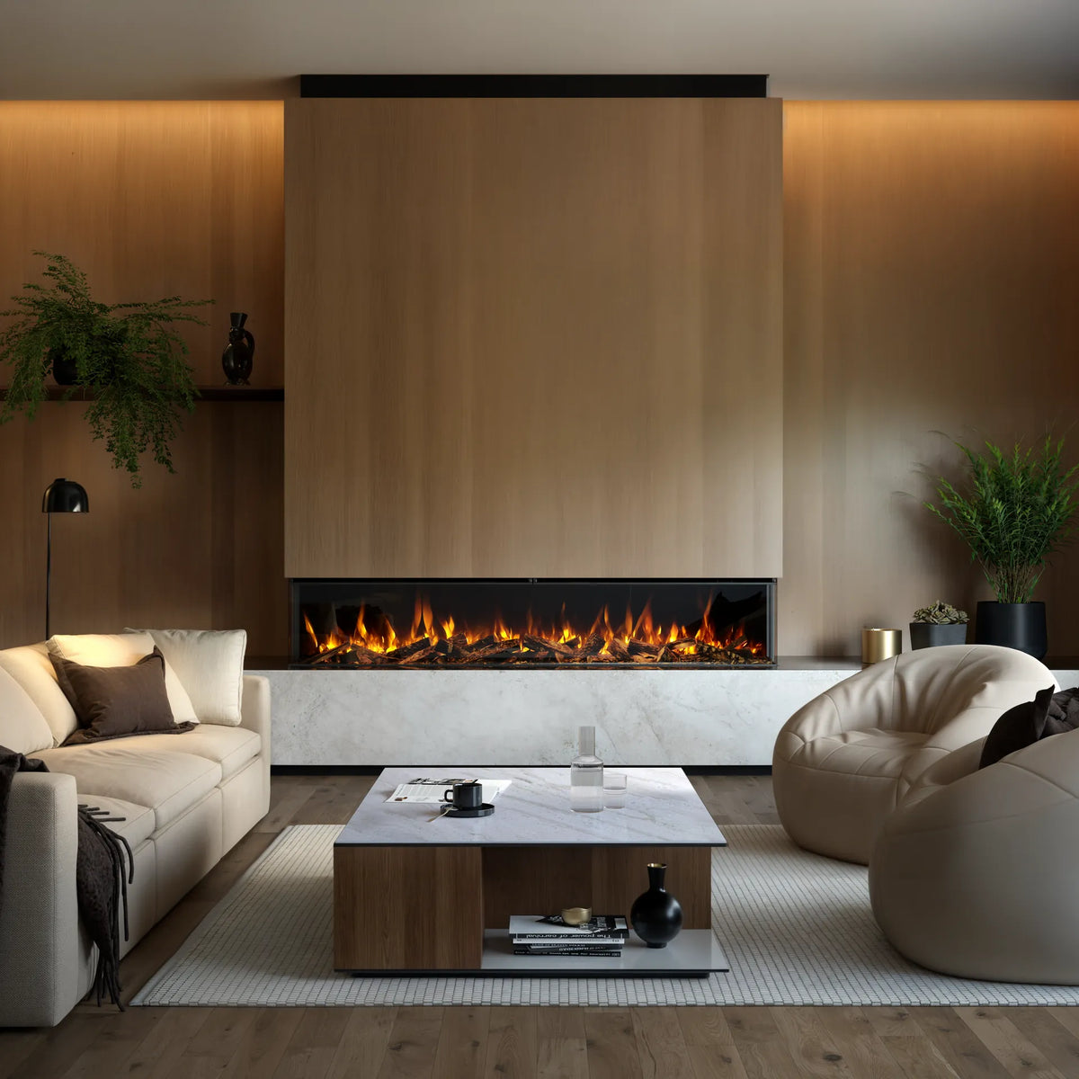 Focar electric British Fires New Forest 2400 Deluxe in perete media placat cu lemn