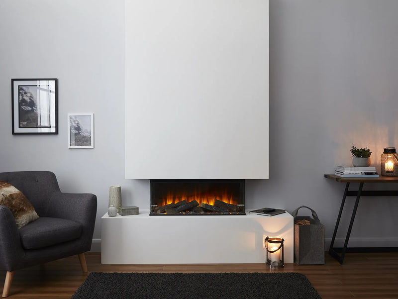 Focar electric British Fires New Forest 870 Signature incorporat sub semineu de zidarie, living gri