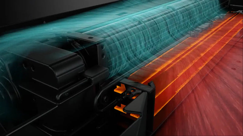 Air Curtain Technology, fluxul de aer cald prin focarul electric British Fires New Forest