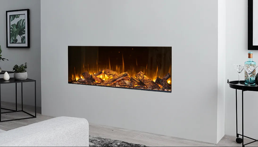 Focar electric British Fires New Forest cu geam frontal anti-reflex SCHOTT AR, fara reflexii pe geam