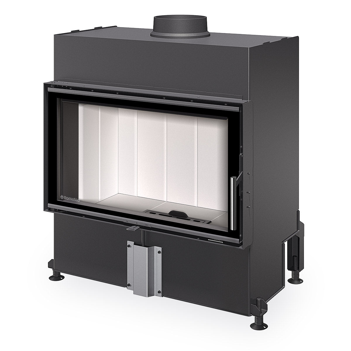 Focar semineu lemne Heat H4X04, geam drept, usa 80x50cm, samota alba, ideal pentru un living modern.