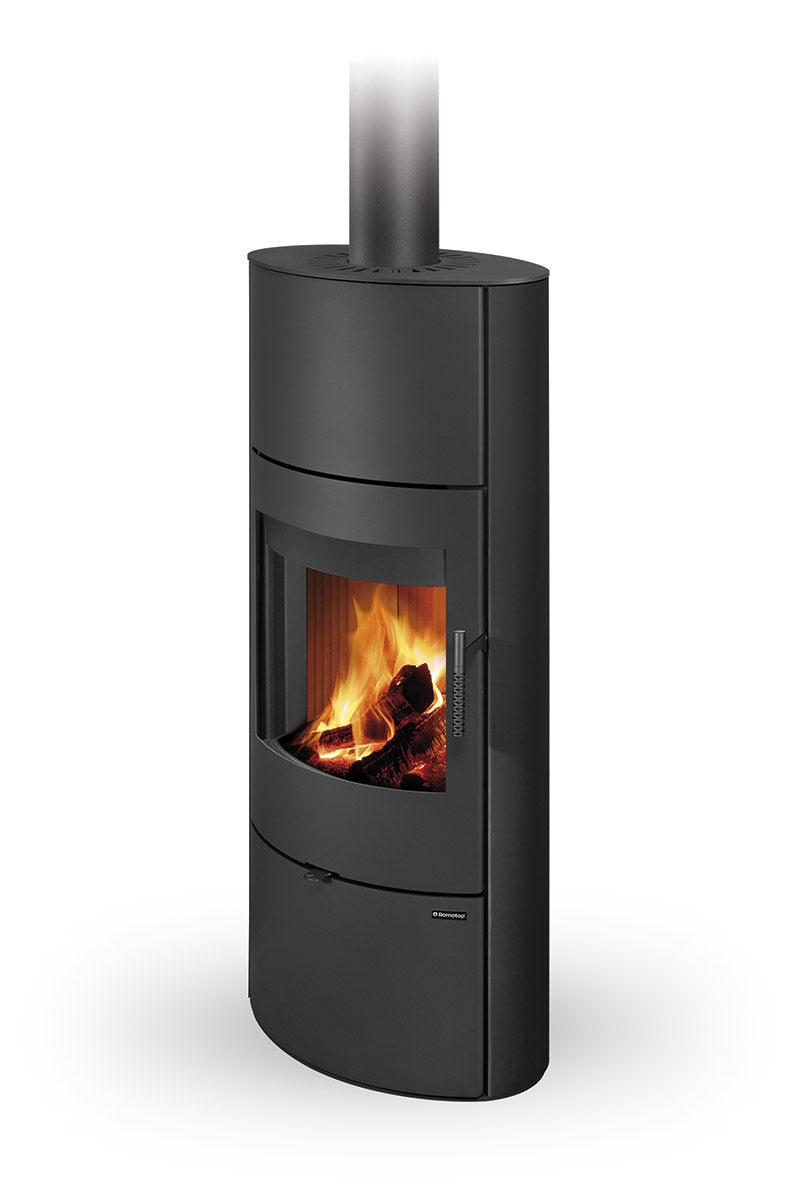 Soba lemne metalica cu acumulare Romotop Ovalis H 30 negru